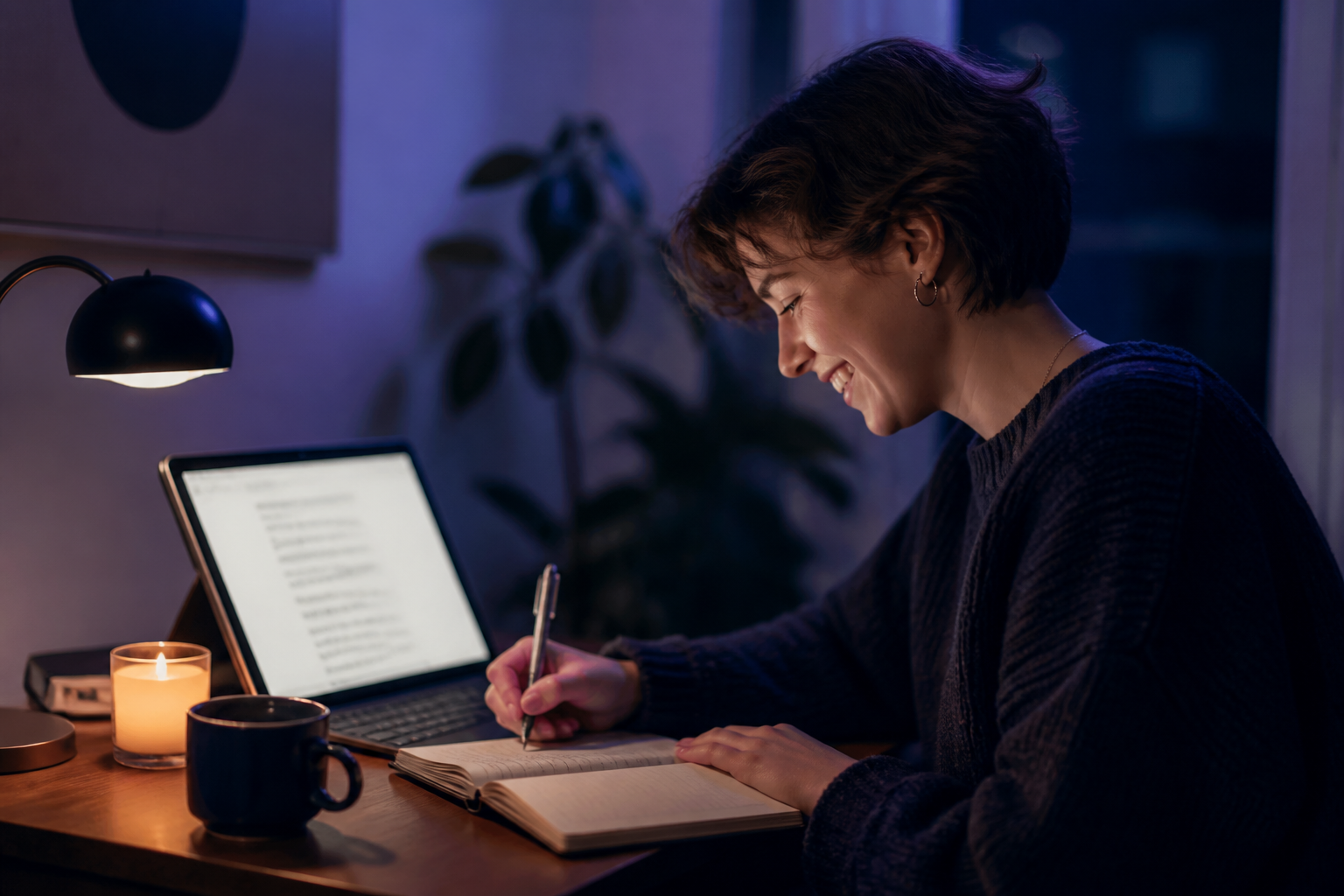 Reviewing and editing personalized song lyrics on a laptop before approving